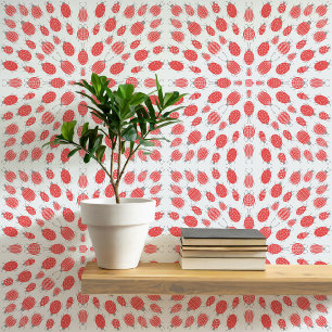 Bugs and Beetles patroon rood op blauw Behang