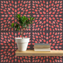 Bugs and Beetles Pattern Red Charcoal Grey