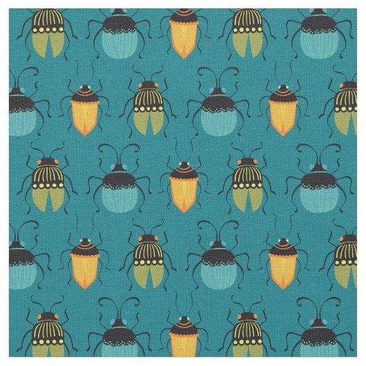 Bugs Beetles Mid Century Mod Cute Stof (Close Up)