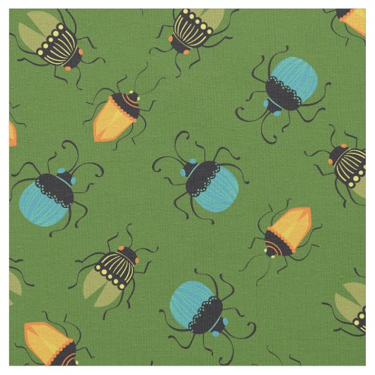 Bugs Beetles Mid Century Mod Cute Stof (Close Up)