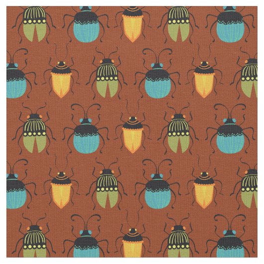 Bugs Beetles Mid Century Mod Cute Stof (Close Up)
