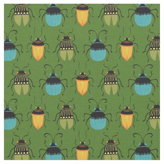 Bugs Beetles Mid Century Mod Cute Stof (Close Up)