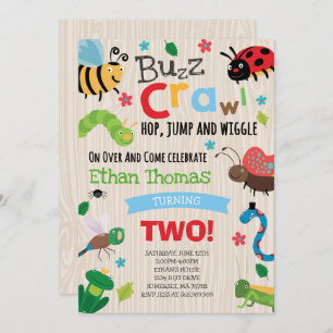 Bugs Birthday Invitation Boy Bugs Birthday Party Kaart