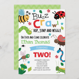 Bugs Birthday Invitation Boy Bugs Birthday Party Kaart