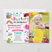 Bugs Birthday Invitation Girl Pink Bugs Party Kaart (Voorkant)