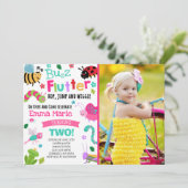 Bugs Birthday Invitation Girl Pink Bugs Party Kaart (Staand voorkant)