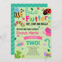 Bugs Birthday Invitation Girl Pink Bugs Party