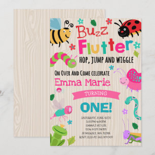 Bugs Birthday Invitation Girl Pink Bugs Party Kaart