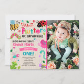 Bugs Birthday Invitation Girl Pink Bugs Party Kaart (Voorkant)