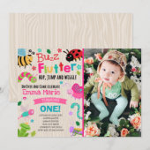 Bugs Birthday Invitation Girl Pink Bugs Party Kaart (Voorkant / Achterkant)