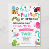 Bugs Birthday Invitation Girl Pink Bugs Party Kaart (Voorkant)