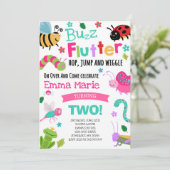 Bugs Birthday Invitation Girl Pink Bugs Party Kaart (Staand voorkant)