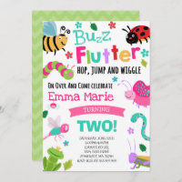 Bugs Birthday Invitation Girl Pink Bugs Party