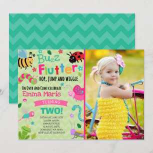 Bugs Birthday Invitation Girl Pink Bugs Party Kaart