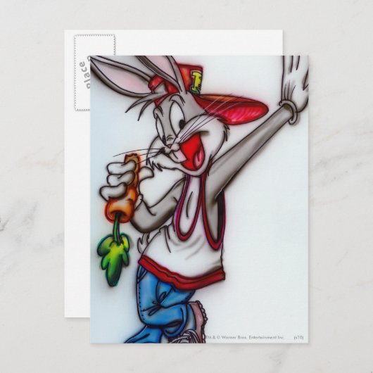 BUGS BUNNY™ Airbrush Briefkaart (Voorkant / Achterkant)