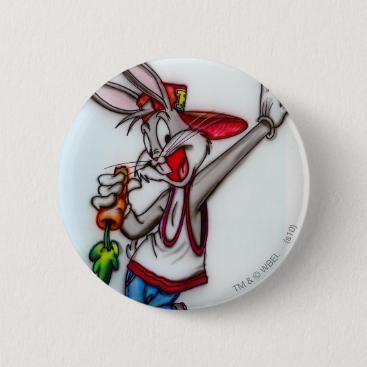 BUGS BUNNY™ Airbrush Ronde Button 5,7 Cm (Voorkant)