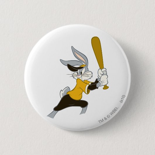 BUGS BUNNY™ Batter staat op Ronde Button 5,7 Cm (Voorkant)