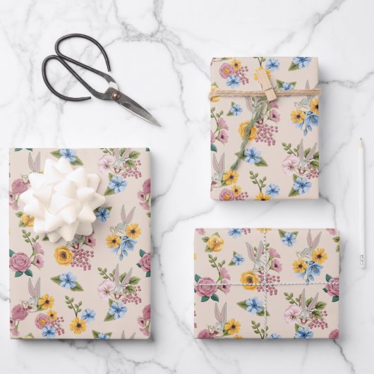 BUGS BUNNY™ Bloem Borduurpatroon Inpakpapier Vel (Voorkant)