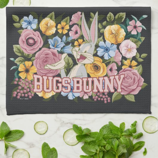 Bugs Bunny™ Bloemengeborduurd Grafisch Theedoek (Gevouwen)