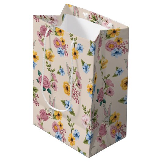 BUGS BUNNY™ Bloemengeborduurpatroon Medium Cadeauzakje (Voorkant Gekanteld)