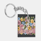 BUGS BUNNY™ Borduurwerk Bloem Grafisch Sleutelhanger (Voorkant Links)