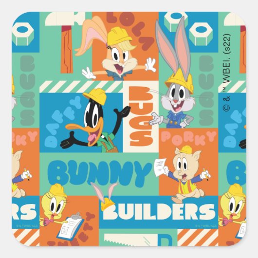BUGS BUNNY BOUWDERS™| Patroon TR tekens Vierkante Sticker (Voorkant)
