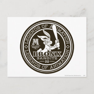 BUGS BUNNY™ Bronx Bomber Ronde Logo B/W Briefkaart