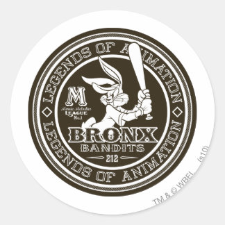 BUGS BUNNY™ Bronx Bomber's Rond Logo Z/W Ronde Sticker