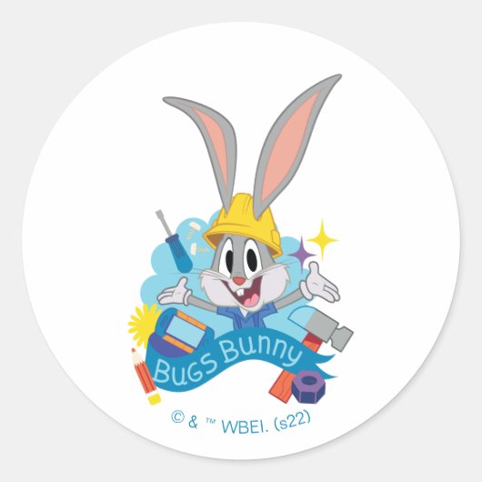 BUGS BUNNY BUILDER™| BUGS BUNNY™ Character Art Ronde Sticker (Voorkant)