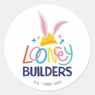 BUGS BUNNY BUILDER™  Logo met hard Pet gestapeld Ronde Sticker