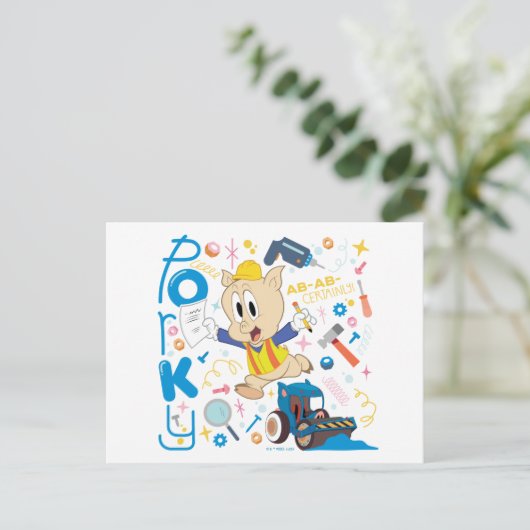 BUGS BUNNY BUILDER™| Porky Pig Work Tools Briefkaart (Staand voorkant)
