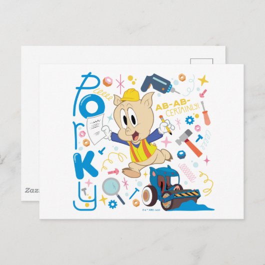 BUGS BUNNY BUILDER™| Porky Pig Work Tools Briefkaart (Voorkant / Achterkant)
