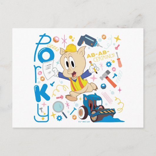 BUGS BUNNY BUILDER™| Porky Pig Work Tools Briefkaart (Voorkant)