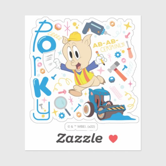 BUGS BUNNY BUILDER™| Porky Pig Work Tools Sticker (Vel)