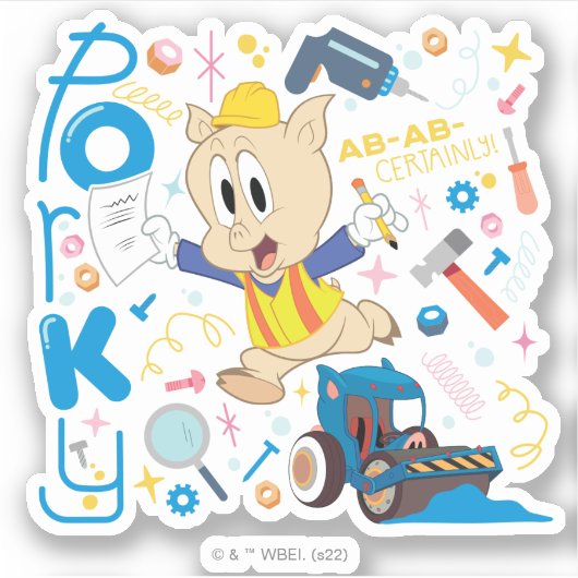BUGS BUNNY BUILDER™| Porky Pig Work Tools Sticker (Voorkant)