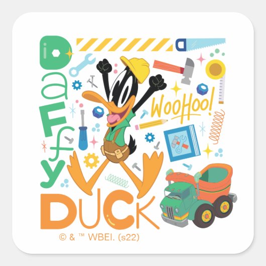 BUGS BUNNY BUILDERS™| DAFFY DUCK™ Worktools Vierkante Sticker (Voorkant)