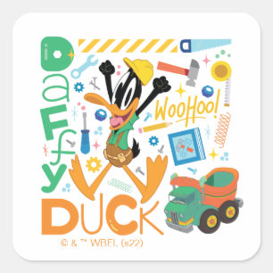 BUGS BUNNY BUILDERS™  DAFFY DUCK™ Worktools Vierkante Sticker