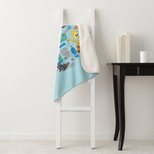 BUGS BUNNY BUILDERS™| "Laten we dit bouwen" Collag Sherpa Deken (In situ)