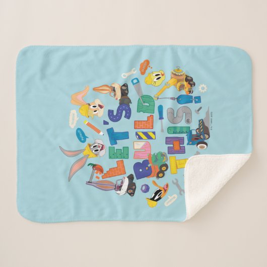 BUGS BUNNY BUILDERS™| "Laten we dit bouwen" Collag Sherpa Deken (Voorkant (horizontaal))