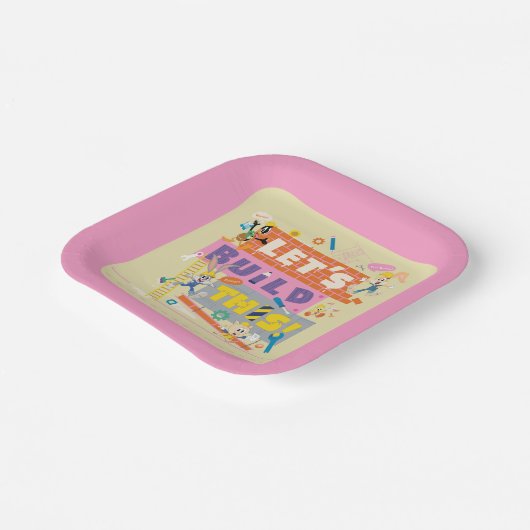 BUGS BUNNY BUILDERS™| "Laten we dit bouwen" Werksi Papieren Bordje (Gebogen)
