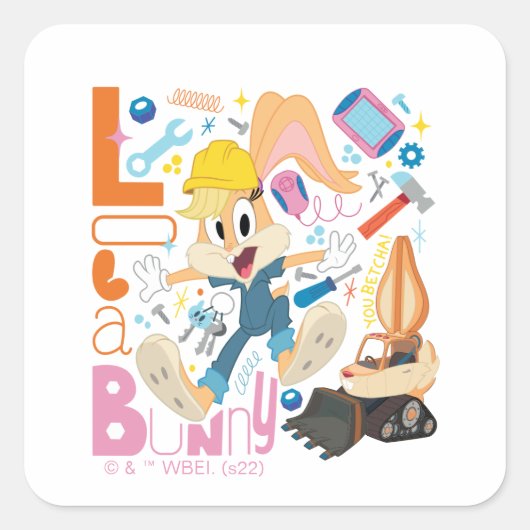 BUGS BUNNY BUILDERS™| Lola Bunny Work Tools Vierkante Sticker (Voorkant)