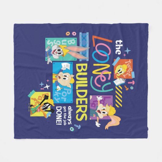 BUGS BUNNY BUILDERS™| Looney Builders Collage Fleece Deken (Voorkant (Horizontaal))