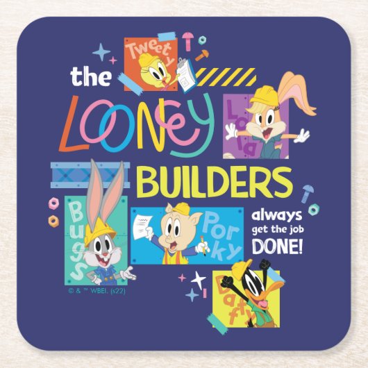 BUGS BUNNY BUILDERS™| Looney Builders Collage Kartonnen Onderzetters (Voorkant)