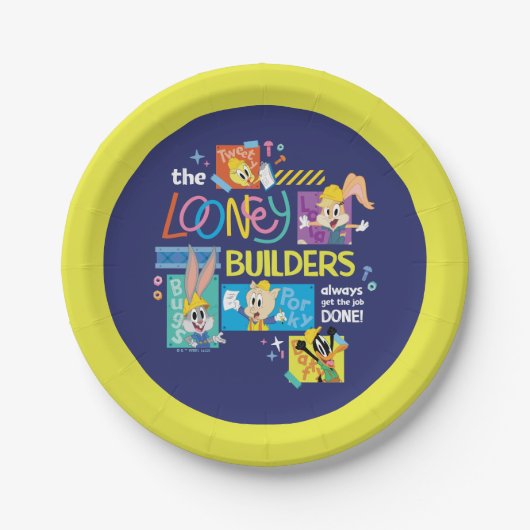 BUGS BUNNY BUILDERS™| Looney Builders Collage Papieren Bordje (Voorkant)