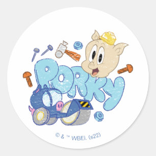 BUGS BUNNY BUILDERS™  Porky-schets Ronde Sticker