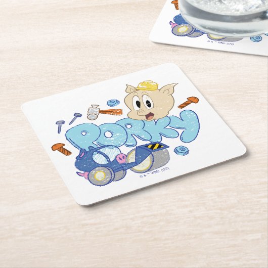 BUGS BUNNY BUILDERS™| Porky Sketch Art Kartonnen Onderzetters (Schuin)