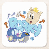 BUGS BUNNY BUILDERS™| Porky Sketch Art Kartonnen Onderzetters (Voorkant)