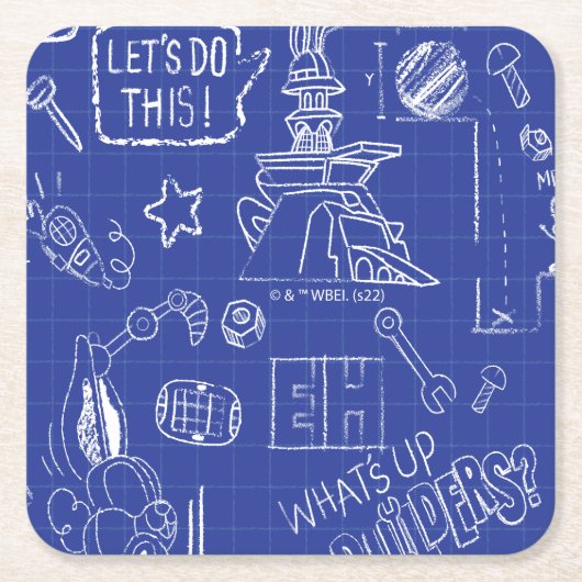 BUGS BUNNY BUILDERS™| Schets blauwdruk Patroon Kartonnen Onderzetters (Voorkant)