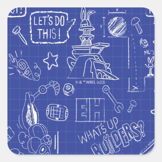 BUGS BUNNY BUILDERS™| Schets blauwdruk Patroon Vierkante Sticker (Voorkant)