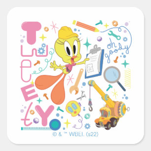 BUGS BUNNY BUILDERS™  TWEETY™ Werk Gereedschap Vierkante Sticker